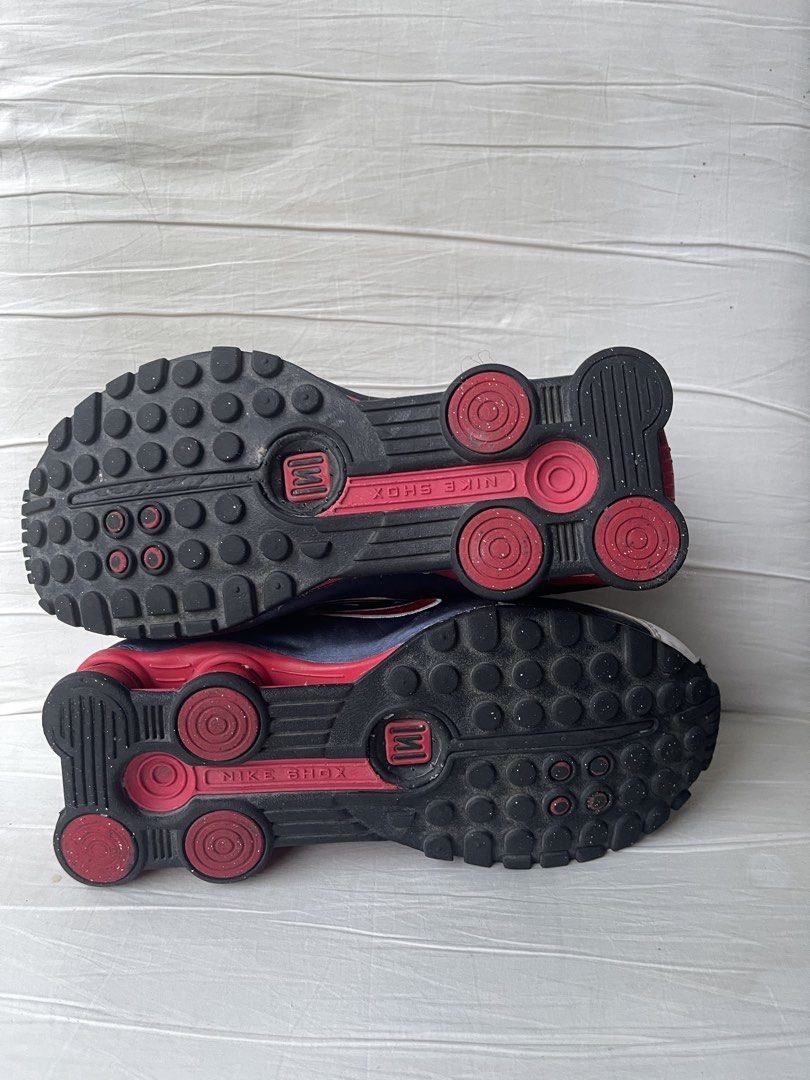 Nike Shox R4 4Y (Category: Babies & Kids Fashion) located in Paranaque City. Submitted by smconsul (Listing ID 1464463383, Image 3). Description: - Nike Shox R4 sneakers - Youth Size: 4Y - Colorway: White, Navy, and Red - Features classic Shox cushioning - Red laces with clear toggles - Soles show some wear, but plenty of life remaining - Ideal for everyday wear or light activities Loc: Las Pinas Delivery: j&t, lalamove, grab.