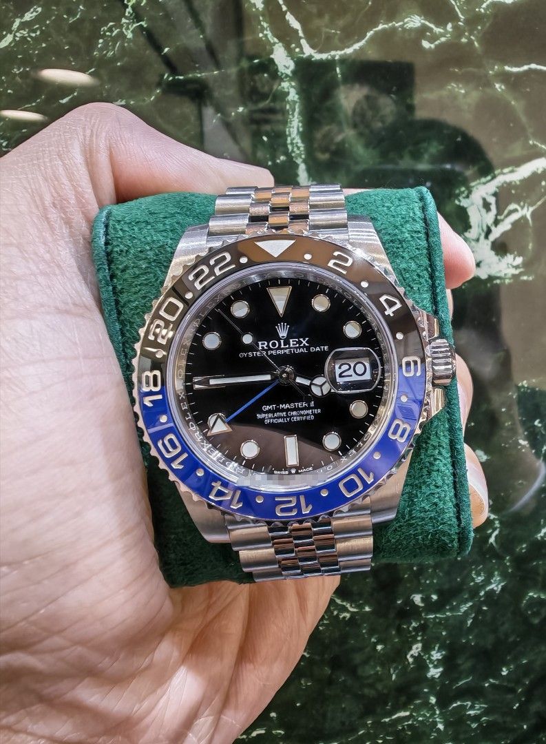 Nov 2022 unpolished Rolex GMT master 2 steel ceramic batgirl jubilee 126710blnr (Category: Watches) located in Singapore. Submitted by hengwatch (Listing ID 1464502898, Image 1). Description: Rolex GMT master 2 steel ceramic Batgirl jubilee model 126710blnr very mint condition like new unpolished comes with box and cert dated November 2022 with white tag with matching serial number selling for $22500 hsbc and standard chartered and dbs and uob an