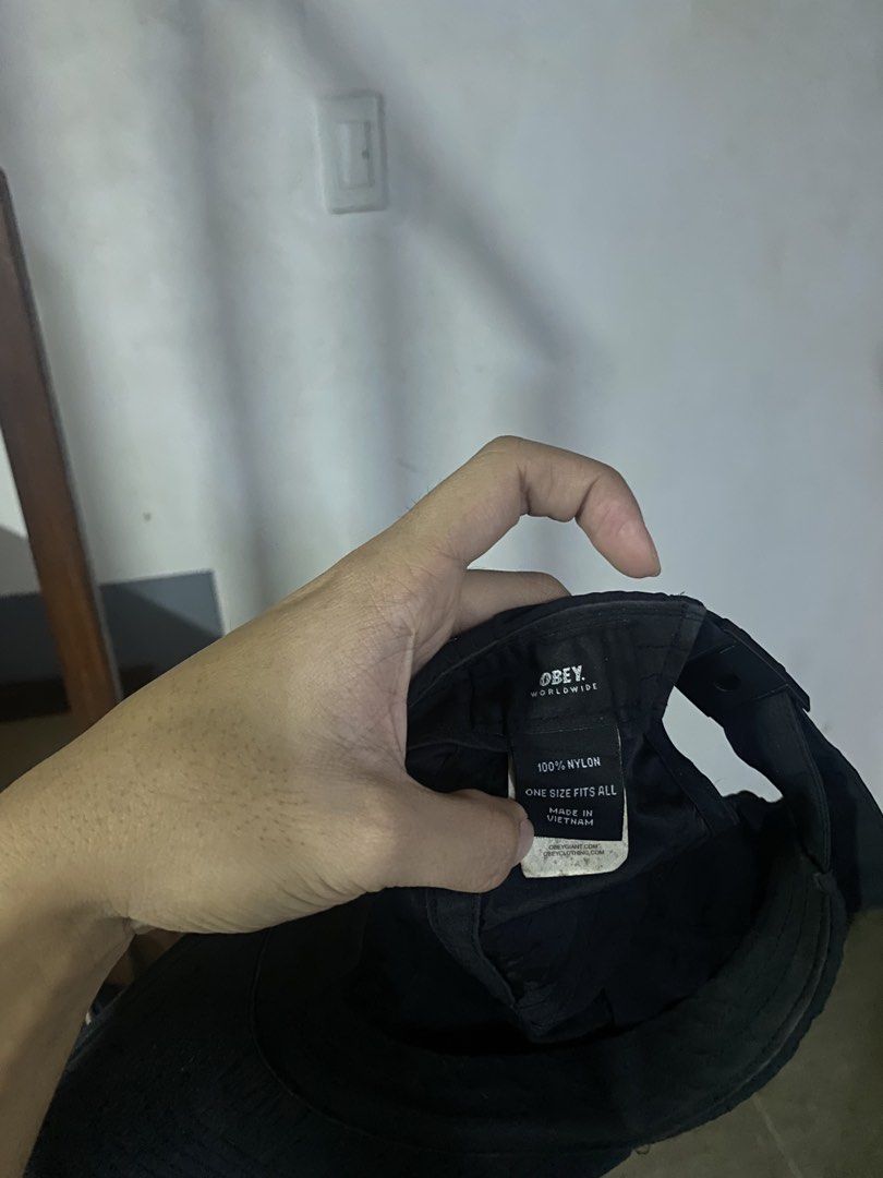 OBEY Black Nylon Cap (Category: Caps & Hats) located in General Trias. Submitted by street_lurk (Listing ID 1464418082, Image 3). Description: FOR SALE P1000 - Brand: OBEY - Color: Black - Material: 100% Nylon - Size: One Size Fits All - Features: Adjustable strap at the back, iconic OBEY eyes logo on the front - Condition: Great for everyday wear, shows minimal signs of use..
