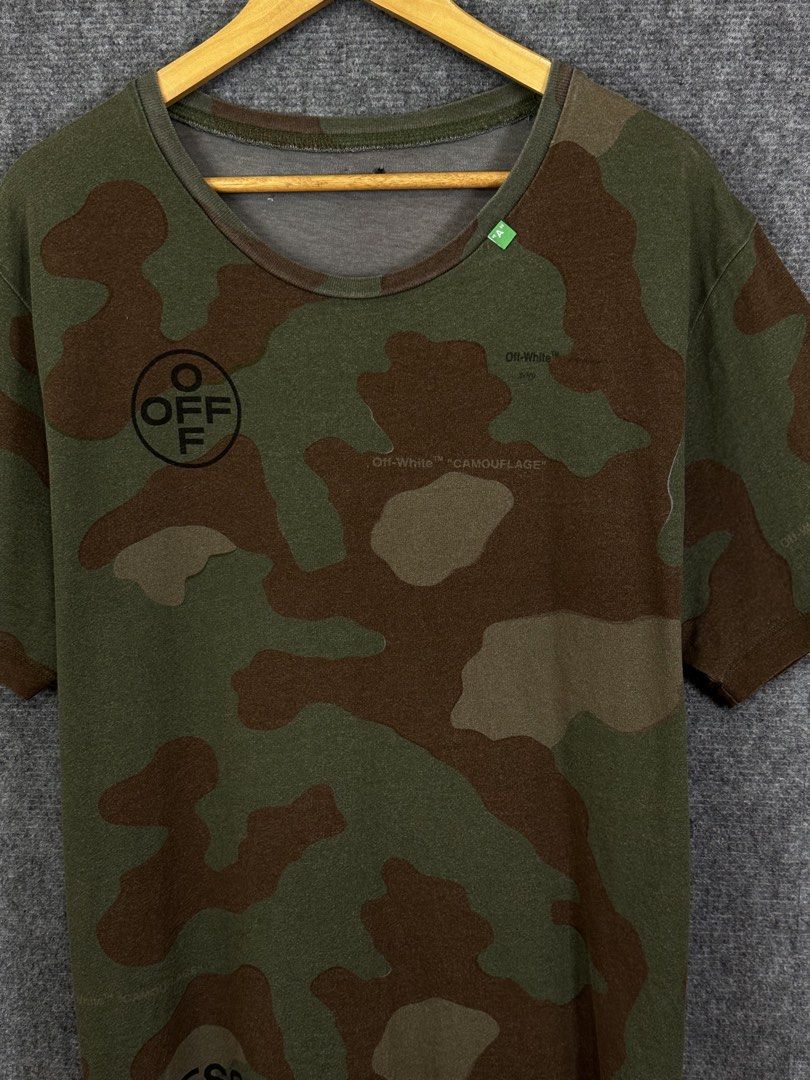 OFF WHITE (Category: Tshirts & Polo Shirts ) located in Daet. Submitted by kevsquintela (Listing ID 1464398221, Image 3). Description: OFF White 💚🤎💚 Camou Size - Xl Dimes - L30-31xW22 Excellent Issue - Cuttag pero my washtag Tas Pinhole 😁 .