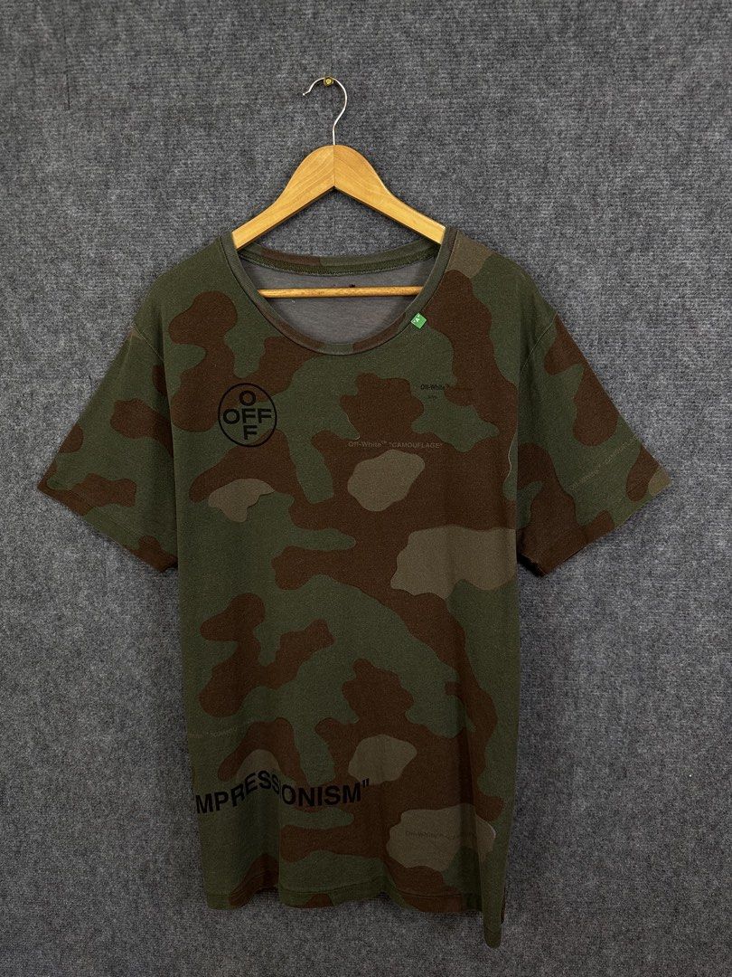 OFF WHITE (Category: Tshirts & Polo Shirts ) located in Daet. Submitted by kevsquintela (Listing ID 1464398221, Image 2). Description: OFF White 💚🤎💚 Camou Size - Xl Dimes - L30-31xW22 Excellent Issue - Cuttag pero my washtag Tas Pinhole 😁 .