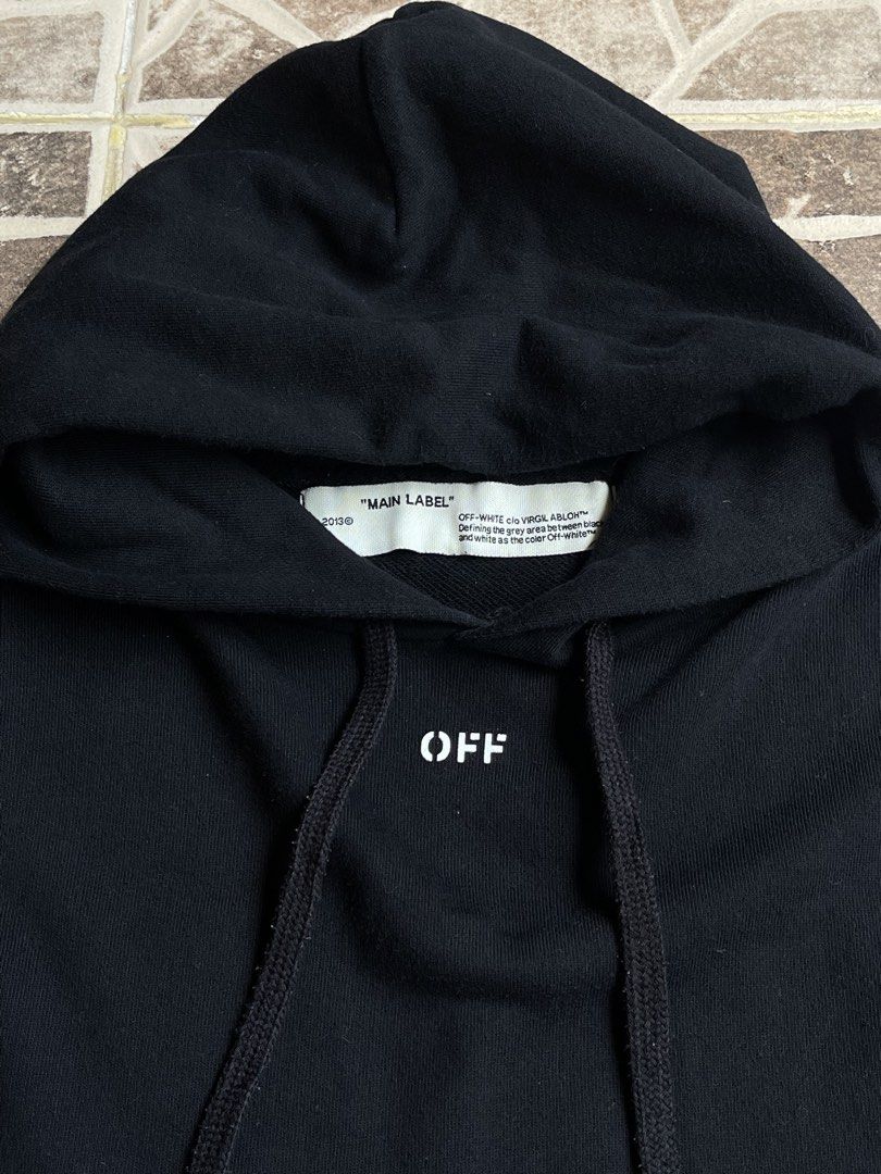 Off-White Hoodie (Category: Hoodies) located in Dinalupihan. Submitted by filledthrift.7 (Listing ID 1464523603, Image 3). Description: Off White Hoodie Dimes: 22.5x28 Color rate 9.8/10 No issue Brand new condition .