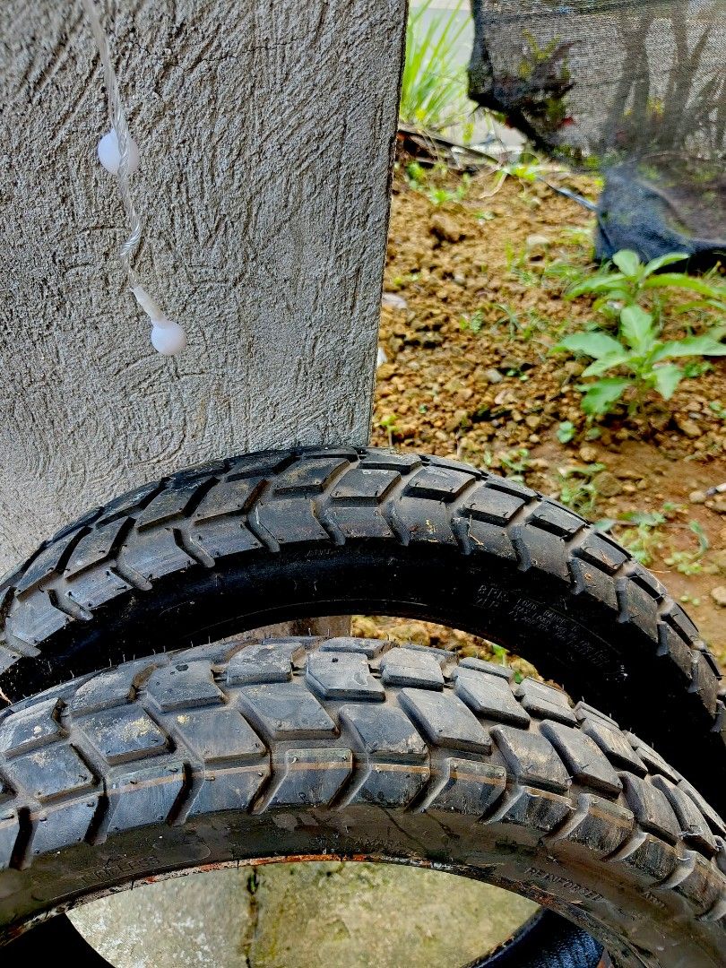 Oguan DS Tire (Category: Tires & Rims) located in Manila. Submitted by shauiiiii (Listing ID 1464396947, Image 1). Description: - Size: 110/90x17 & 130/80x17 - 95℅ thread life - pasok sa stock rims - Sold as a pair 💸2500 fix 📍Bailen, Cavite for pick-up only. .