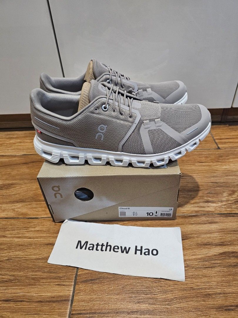 On cloud 6 men fog white (Category: Sneakers) located in Manila. Submitted by machoxmatt (Listing ID 1464401488, Image 1). Description: For sale: On running cloud 6 fog white Brandnew Size: 10us men Mop:bdo/gcash Shipping at buyer's expense.