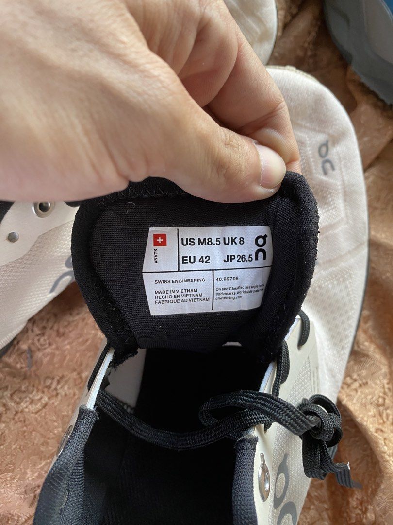 On Running CloudTec Swiss Engineering Shoes (Category: Sneakers) located in Manila. Submitted by scapethrift (Listing ID 1464445703, Image 2). Description: - Brand: On Running - Color: Light Beige - Size: US M8.5 / UK 8 / EU 42 - Key Feature: Signature CloudTec sole for superior comfort and performance - Origin: Made in Vietnam - Versatile Use: Ideal for running and everyday wear - Condition: Please check photos for detailed condition.