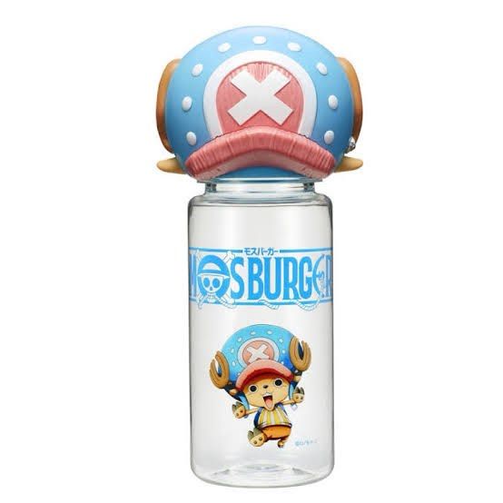 One Piece Mos Burger Chopper Water Bottle (Category: Water Bottles & Tumblers) located in Valenzuela. Submitted by sel000 (Listing ID 1464445080, Image 1). Description: - Officially licensed One Piece merchandise - Features a unique Tony Tony Chopper hat-shaped cap - Mos Burger collaboration design - Clear plastic bottle with blue print - Ideal for drinks on the go - Perfect gift for One Piece fans.