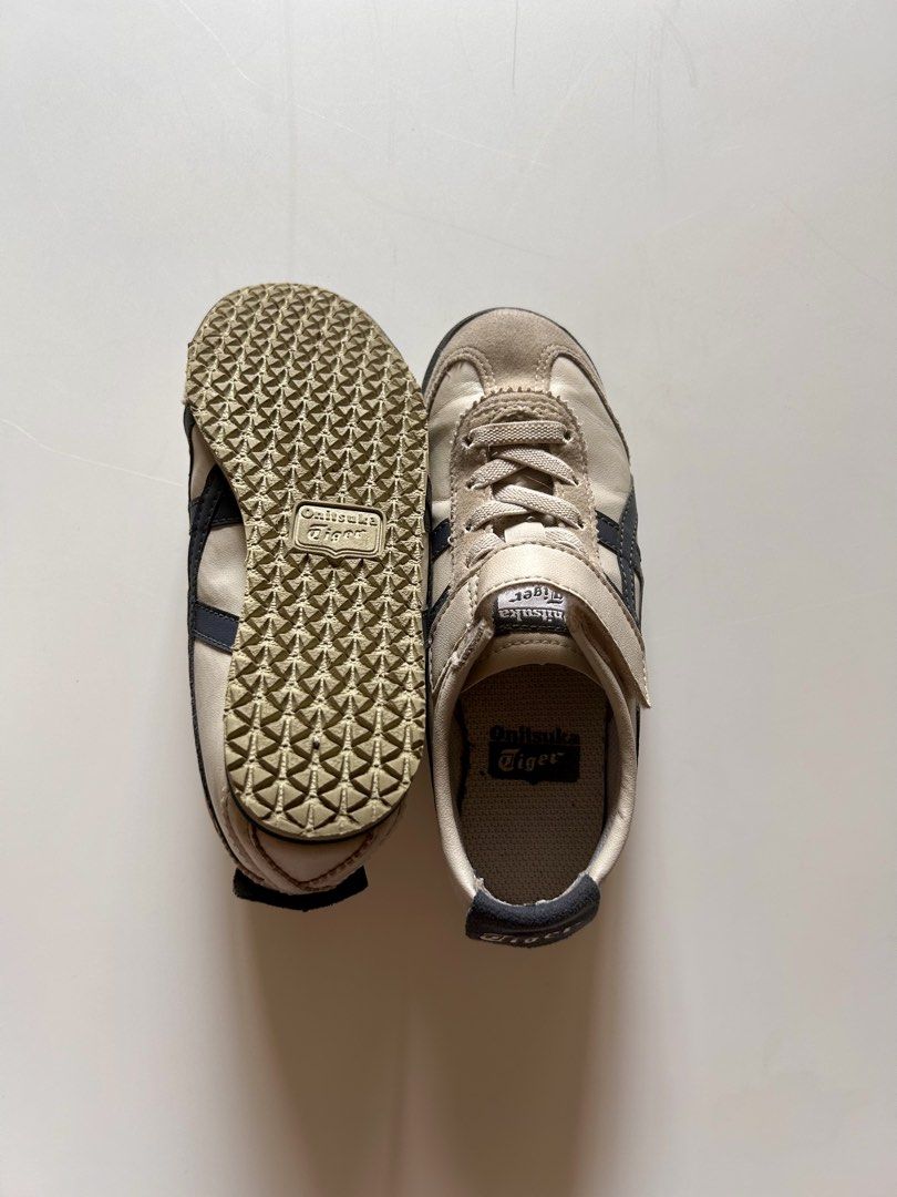 Onitsuka Tiger Mexico 66 PS Kids (Category: Babies & Kids Fashion) located in Bocaue. Submitted by ks_boutique (Listing ID 1464377551, Image 3). Description: - Onitsuka Tiger Mexico 66 PS - Kids' Sneakers - Colourway: Birch and Indian Ink - Size: K11 (US) / 17.5cm (CM) / 28.5 (EUR) / K10 (UK) - Features easy-to-use velcro straps - Ideal for everyday wear.