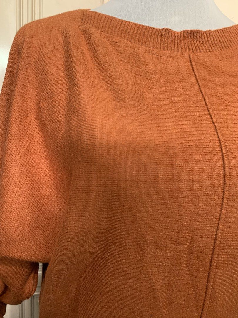Orange Dolman Sleeve Sweater (Category: Sets or Coordinates) located in Quezon City. Submitted by clothingline4sale (Listing ID 1464452169, Image 2). Description: Orange Batwing Knitted Top Very good condition / like new Best for cold weather Size: medium- semiLarge Bust: up to 60” ; Length: 22” Very nice in actual .