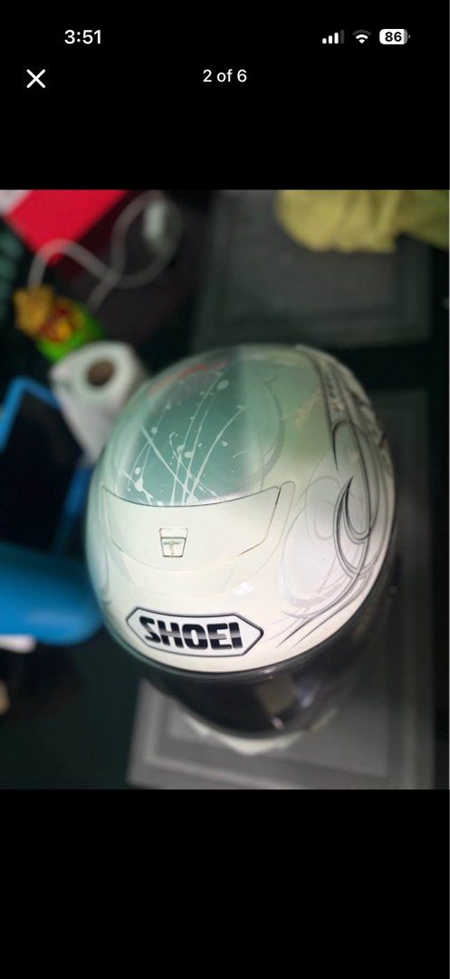 Original Shoei For Sale (Category: Helmets and other Riding Gears) located in Manila. Submitted by barney1219 (Listing ID 1464429889, Image 3). Description: Shoei Helmet for sale. Original price 23,000. Used but not abused. Strog heavy duty outer shell..