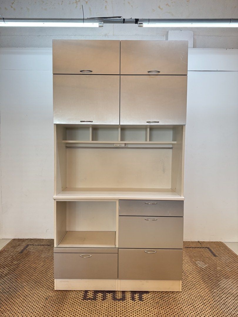 Pantry Cabinet (Category: Shelves, Cabinets & Racks) located in Quezon City. Submitted by matetdevis13 (Listing ID 1464512644, Image 1). Description: Kitchen Board / Pantry Cabinet with Drawers & Appliance Space Price: 9,500 L47.5 x W18 x H91 In good condition Code MJS35-T13.