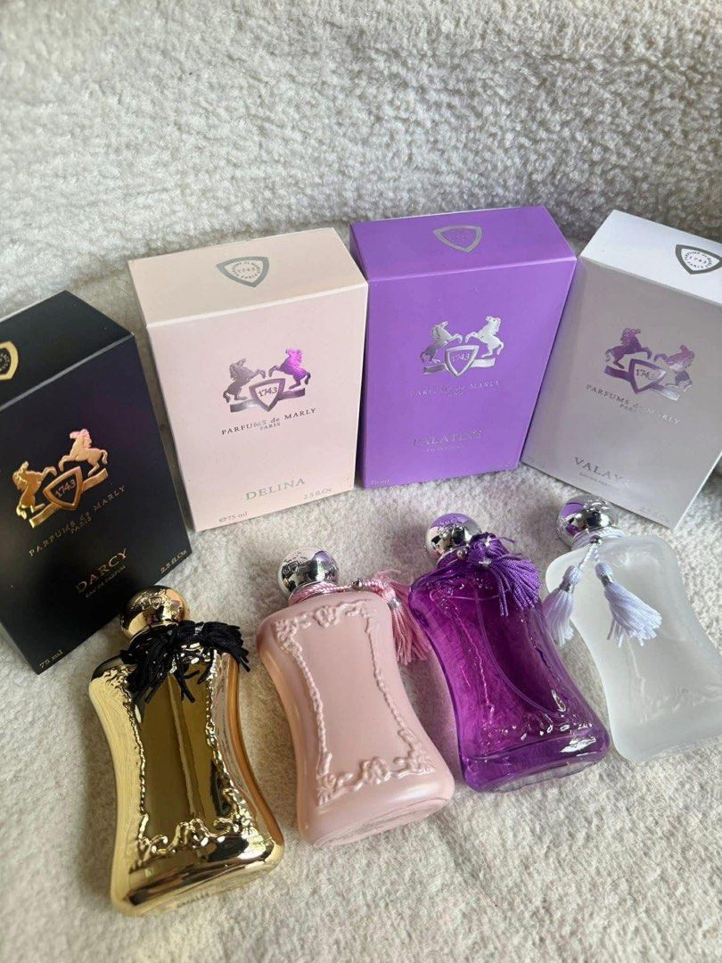 Parfum de Marly (Category: Fragrance & Deodorants) located in Manila. Submitted by businesspform (Listing ID 1464474160, Image 2). Description: Parfum de marly😍 — best seller, sobrang bango! AVAILABLE SCENTS: •delina •valaya •palatine •darcy ₱3750 each luxury perfume! - market price: ₱20k+ ⭐️ payment first (pre order) ⭐️ visit our page @getblstd.ph on IG for proof of legitimacy & other available items. .