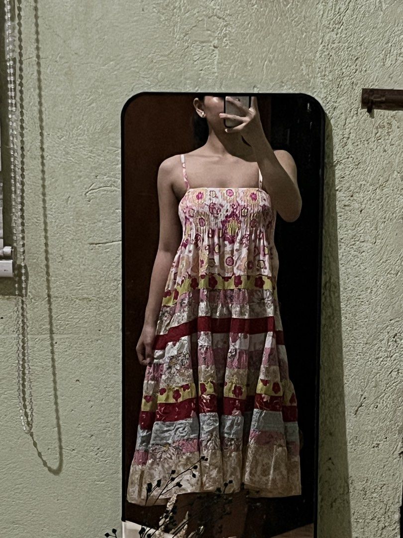 Patchwork Boho Tiered Floral Maxi Dress with Smocked Bodice (Category: Dresses) located in Binan City. Submitted by veniceao (Listing ID 1464375843, Image 1). Description: PLEASE READ ❤️ Loc: Manila/Laguna (open for checkout for cheaper sf—starts at ₱20) For sure buyer: 1. Make an offer. 2. Send your details for confirmation 3. Pay until 3pm the next day I confirm the order. Details: - Fits size xs-med - Adorable tiered maxi dress - Can be worn a