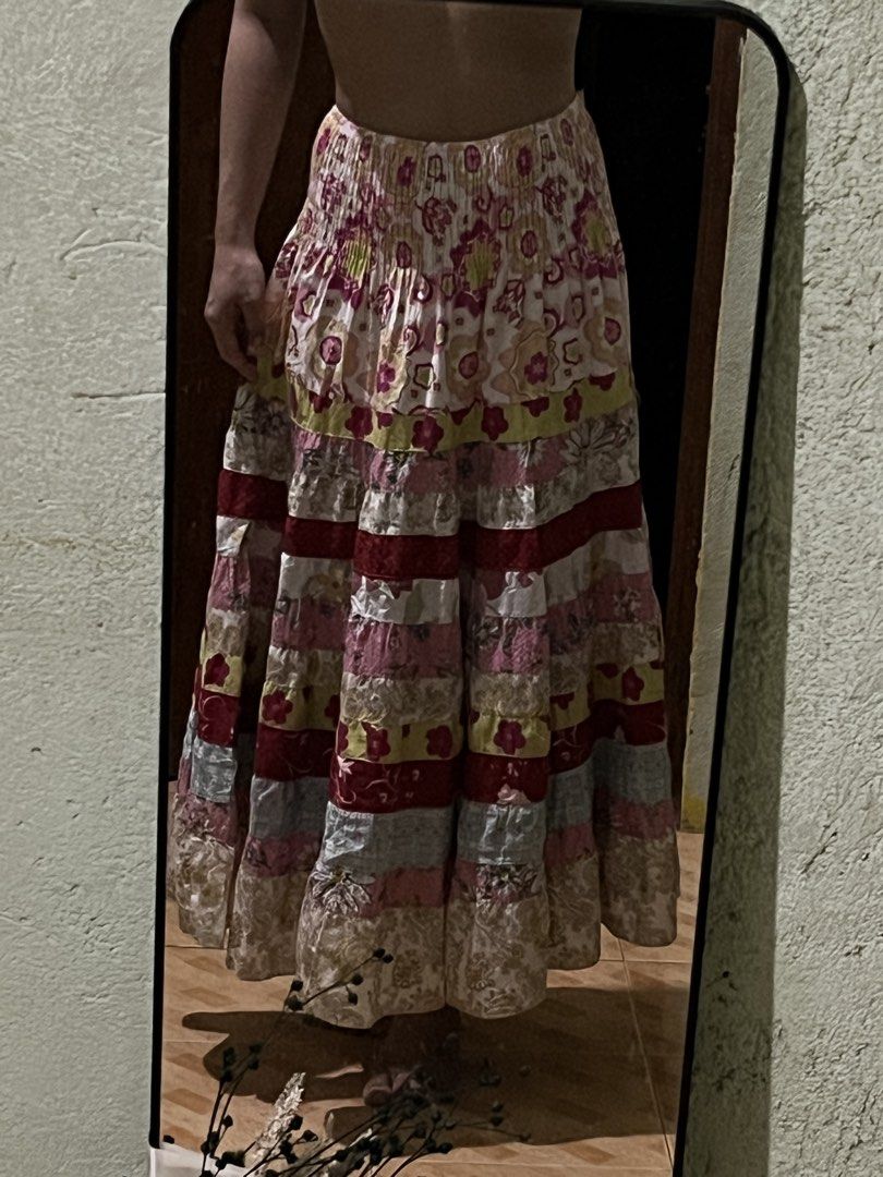 Patchwork Boho Tiered Floral Maxi Dress with Smocked Bodice (Category: Dresses) located in Binan City. Submitted by veniceao (Listing ID 1464375843, Image 2). Description: PLEASE READ ❤️ Loc: Manila/Laguna (open for checkout for cheaper sf—starts at ₱20) For sure buyer: 1. Make an offer. 2. Send your details for confirmation 3. Pay until 3pm the next day I confirm the order. Details: - Fits size xs-med - Adorable tiered maxi dress - Can be worn a