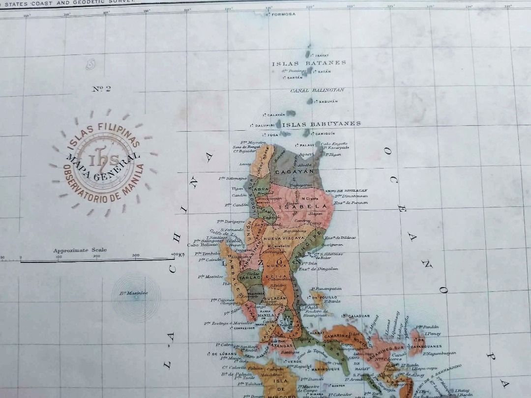 PHILIPPINES - GENERAL - 1899 Original Antique Map (Category: Vintage Collectibles) located in Bacolod City. Submitted by kuboantiques (Listing ID 1464427822, Image 2). Description: - Vintage map of the Philippines - Includes details from the Observatorio de Manila - Ideal for collectors and history enthusiasts - Unique display piece Original 1899 Philippines Islands Map Title:- " Mapa General " Publication & Date:- issued in Washington, USA 1899-