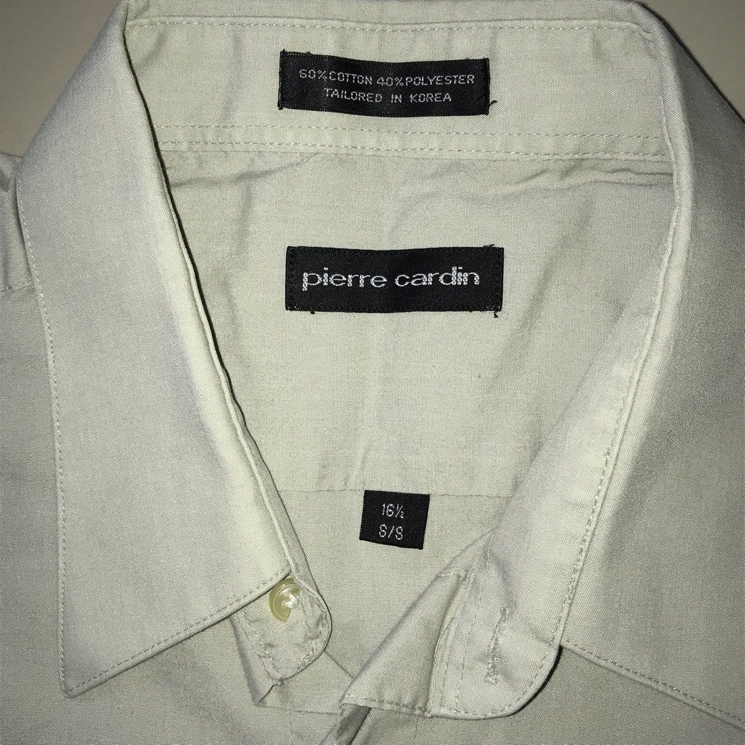 Pierre Cardin Short Sleeve Button Down Collar Shirt (Category: Formal Shirts) located in Bauang. Submitted by tavias.shop (Listing ID 1464440051, Image 3). Description: from US box excellent condition no flaws, lints or signs of wear stone gray or greige color steal price🍀.