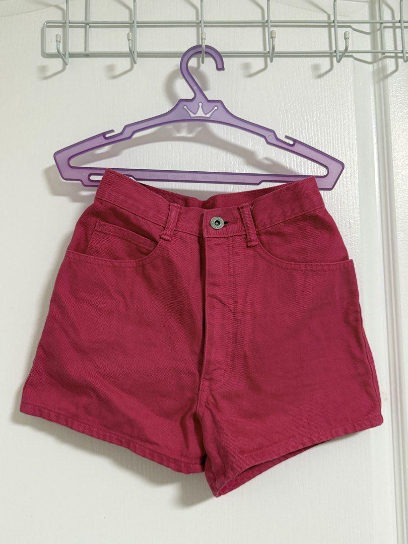 Pink Denim Shorts (Category: Shorts) located in San Fernando. Submitted by lovedbylove__ (Listing ID 1464523867, Image 1). Description: Vintage High Waist Pink Denim Short Size - small on tag Can fit 24-25” Hi Rise.