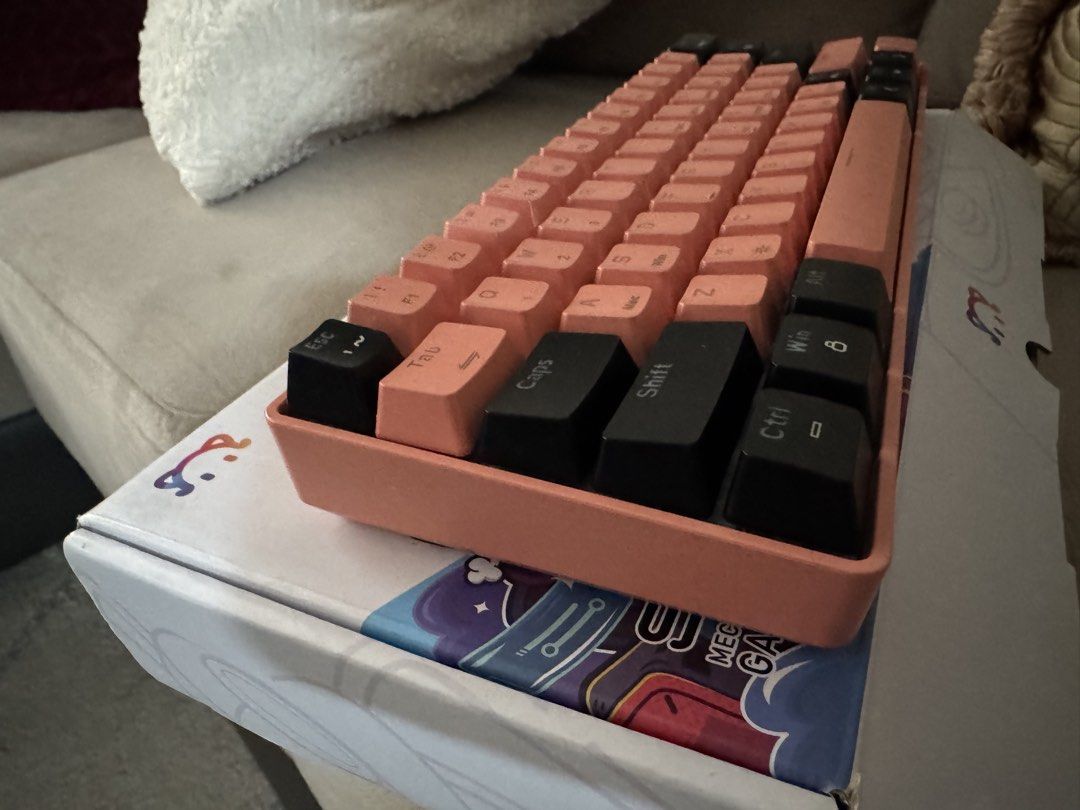 Pink Mechanical Keyboard (Category: Computer Keyboard) located in Caloocan City. Submitted by aeslaehc (Listing ID 1464399627, Image 2). Description: Ajazz STK61 Mechanical Keyboard - USB Type C Wired - Backlight - Blue switch Orig Price: 1699 Slightly Negotiable RFS: Opened once but opted for wireless mech kb Loc: South Caloocan MOP: Gcash/Bank Transfer MOD: Lalamove/Grab If meet up: MCU Hospital & Pwede cash payment.