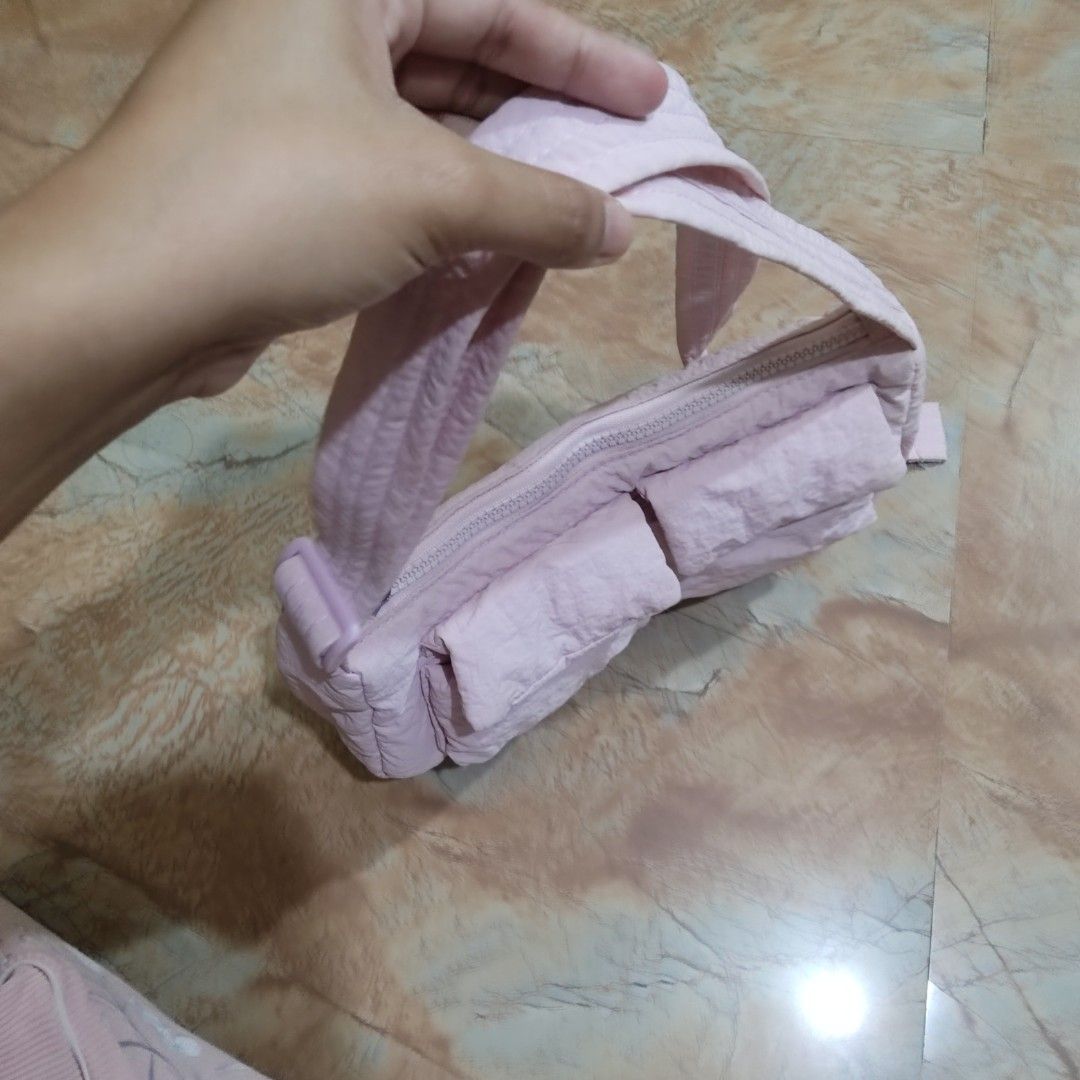 Pink Utility Shoulder Baguette (Category: Shoulder Bags) located in Valenzuela. Submitted by 0003c4 (Listing ID 1464442616, Image 3). Description: pastel pink shoulder/crossbody bag 2 front pockets + main zip compartment got it from sm department store :)) Location: Valenzuela City Delivery: Lalamove or J&T PM for price/details 💌.