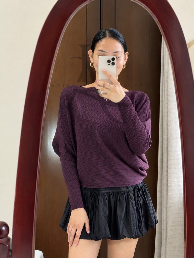 PLUM - BOAT NECK LONG SLEEVES / PULLOVER (Category: Longsleeves) located in Manila. Submitted by ariellelorenco (Listing ID 1464570061, Image 2). Description: 👉🏻Color: PLUM 👉🏻Plus size friendly (up to 2XL) 👉🏻Stretchable fabric 👉🏻Knitted fabric 👉🏻Boat neck neckline ***These are all actual photos ***Colors may vary due to lighting .