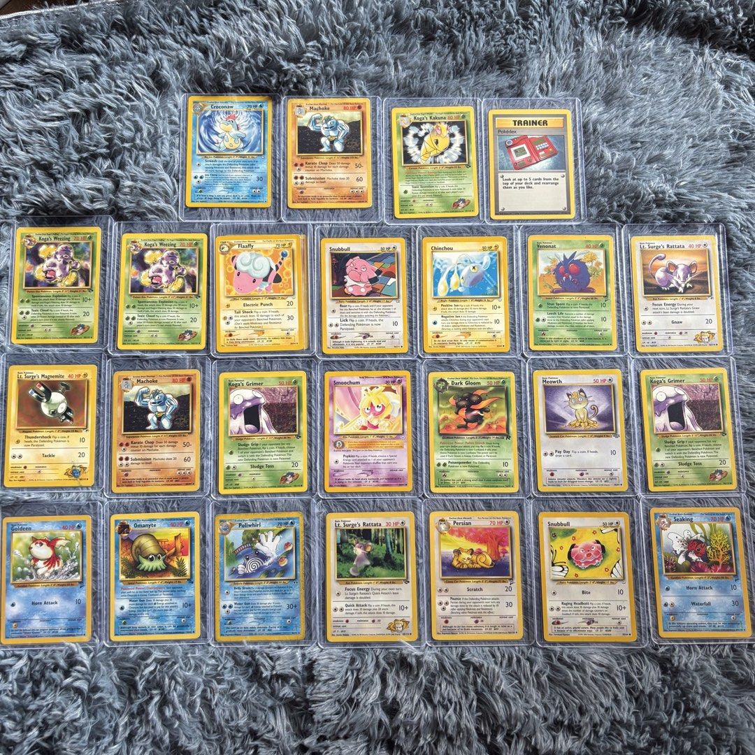 Pokemon Vintage cards (Category: Raw Singles) located in Pasig City. Submitted by bootsoftravel_ph (Listing ID 1464363704, Image 1). Description: Pokemon Vintage cards Take all for only ₱6,500 Sold as set! NOTE: * Cards are raw * Cards may have minor flaws * No Payment = No Reservation (Iwas Joyjoy) * Actual pic(s)/ photo(s) posted 📍 PASIG Shipping: 📦J&T 📦LBC Mop: 🤝 GCash or Bank transfer 🤝 Cash - If meetup (exact amount, please.).