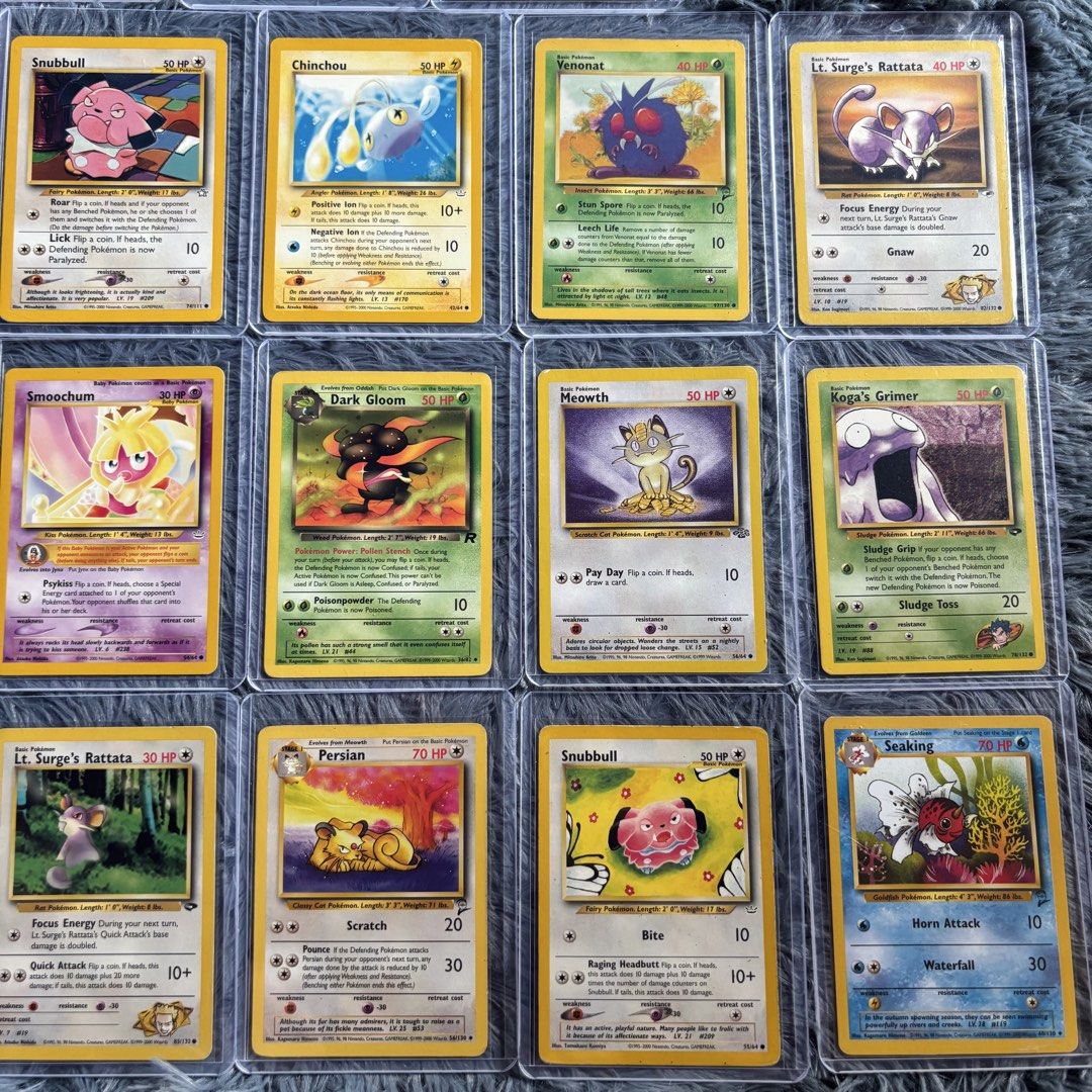Pokemon Vintage cards (Category: Raw Singles) located in Pasig City. Submitted by bootsoftravel_ph (Listing ID 1464363704, Image 3). Description: Pokemon Vintage cards Take all for only ₱6,500 Sold as set! NOTE: * Cards are raw * Cards may have minor flaws * No Payment = No Reservation (Iwas Joyjoy) * Actual pic(s)/ photo(s) posted 📍 PASIG Shipping: 📦J&T 📦LBC Mop: 🤝 GCash or Bank transfer 🤝 Cash - If meetup (exact amount, please.).