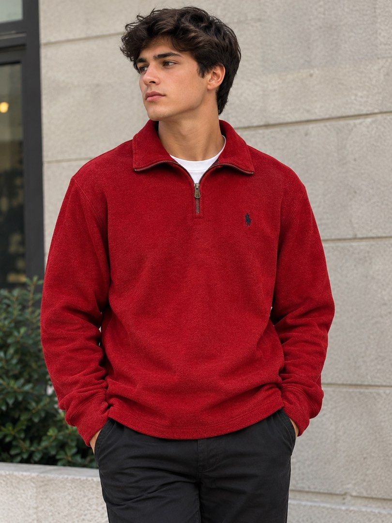 Polo Ralph Lauren Quarter-Zip (Category: Coats, Jackets and Outerwear) located in Las Pinas. Submitted by southstreetdeals (Listing ID 1464437275, Image 1). Description: Polo Ralph Lauren Quarter-Zip (Authentic/Legit) •Size XL On Tag •Width 24.5 - Inches •Length 29 - Inches •Color rate 10/10 •Issue None •Pristine Condition •Pwedeng Pwede Sa Maselan Deadstock Condition.