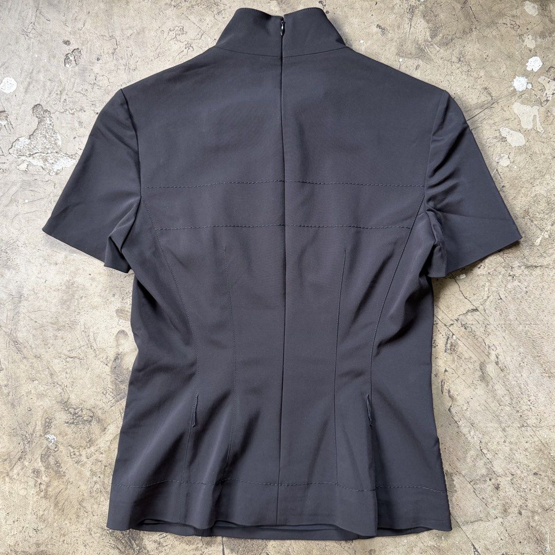Prada - Archive Mock Neck Blouse (Category: Blouses) located in Cavite. Submitted by 4118.ph (Listing ID 1464386401, Image 2). Description: Size 40 / S-M Wmns Excellent condition Width 16” Length 22”.