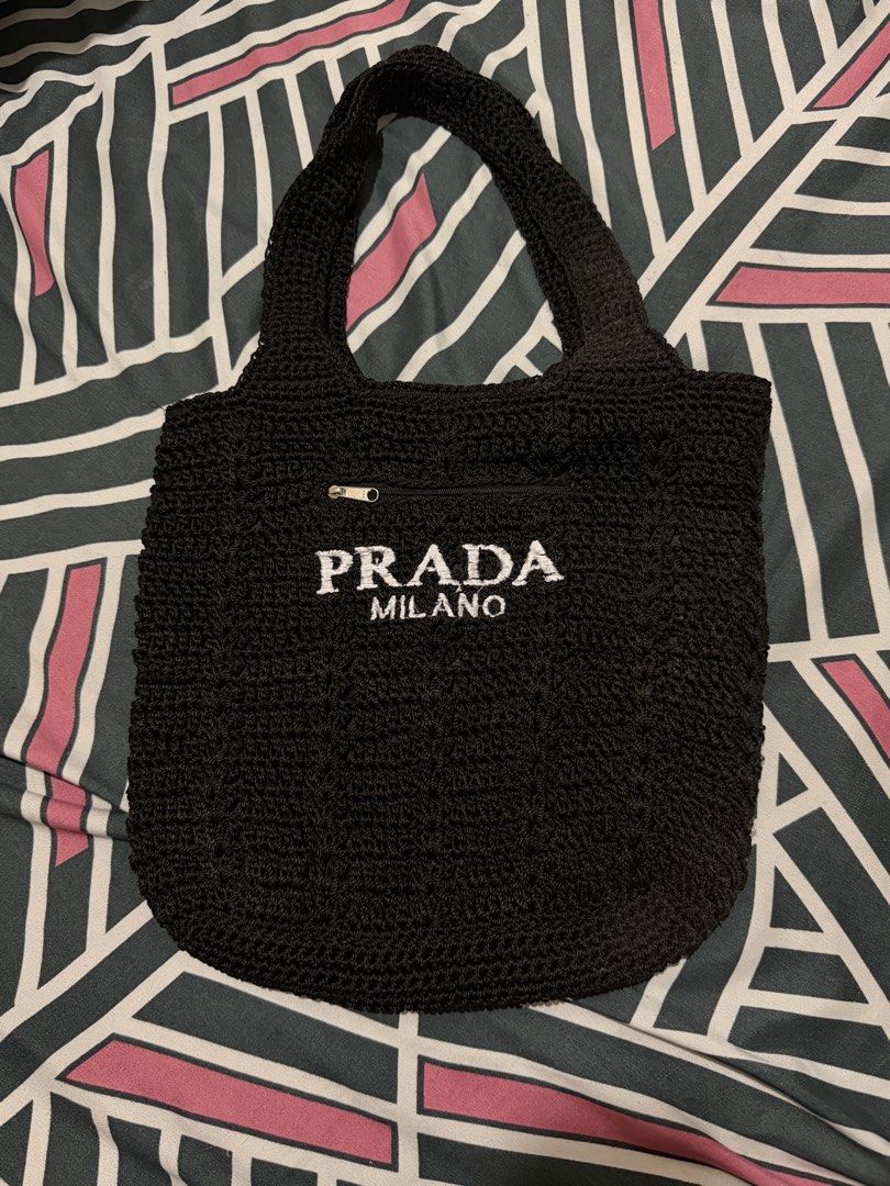 Prada Milano Black Crochet Tote Bag (Category: Tote Bags) located in Quezon City. Submitted by naptimeph (Listing ID 1464546985, Image 1). Description: Perfect for beach trip or everyday use NO ISSUE Di pa nagagamit Rfs: Decluttering .