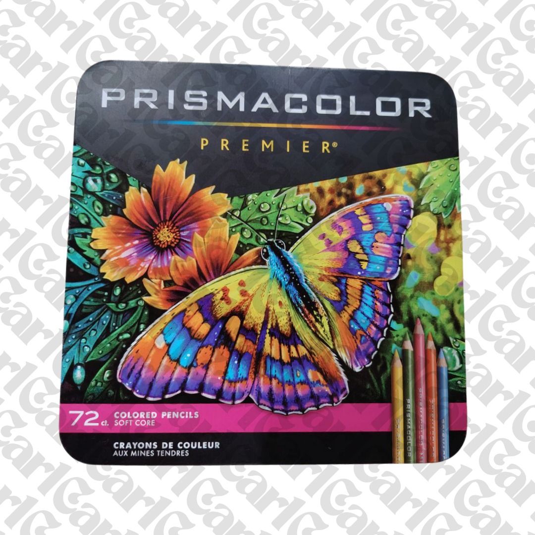 Prismacolor Premier 72 Colored Pencils (Category: Craft Supplies & Tools) located in San Mateo. Submitted by carl_240 (Listing ID 1416936060, Image 1). Description: - Prismacolor Premier 72-count colored pencils - Comes in a convenient tin case - Designed for artists - Features rich, vibrant colors - Smooth color application - Tin case features artwork of a woman holding grapes.
