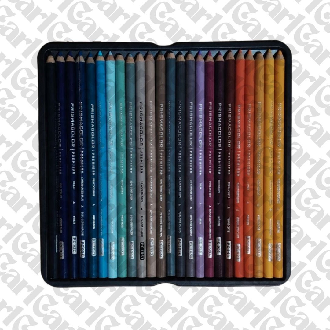 Prismacolor Premier 72 Colored Pencils (Category: Craft Supplies & Tools) located in San Mateo. Submitted by carl_240 (Listing ID 1416936060, Image 2). Description: - Prismacolor Premier 72-count colored pencils - Comes in a convenient tin case - Designed for artists - Features rich, vibrant colors - Smooth color application - Tin case features artwork of a woman holding grapes.