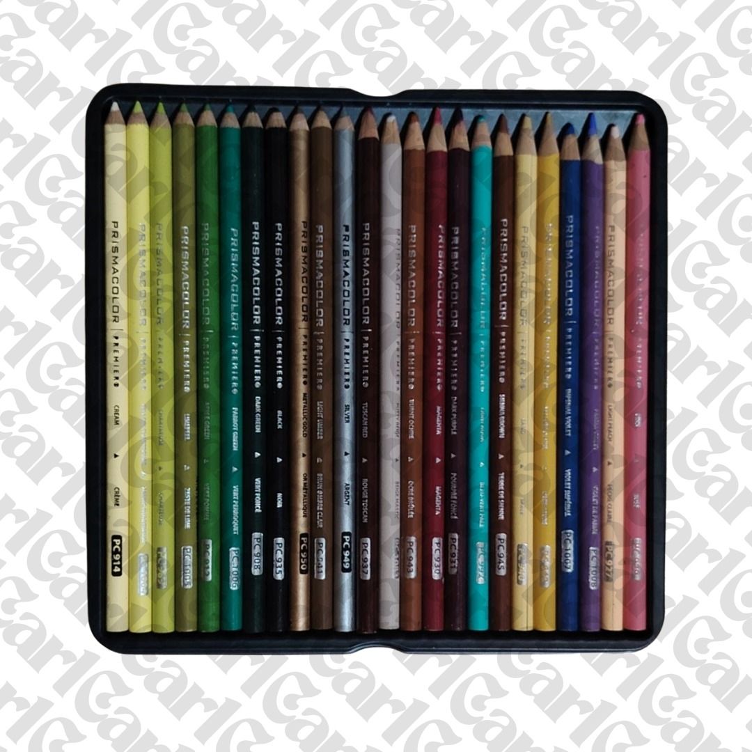 Prismacolor Premier 72 Colored Pencils (Category: Craft Supplies & Tools) located in San Mateo. Submitted by carl_240 (Listing ID 1416936060, Image 3). Description: - Prismacolor Premier 72-count colored pencils - Comes in a convenient tin case - Designed for artists - Features rich, vibrant colors - Smooth color application - Tin case features artwork of a woman holding grapes.