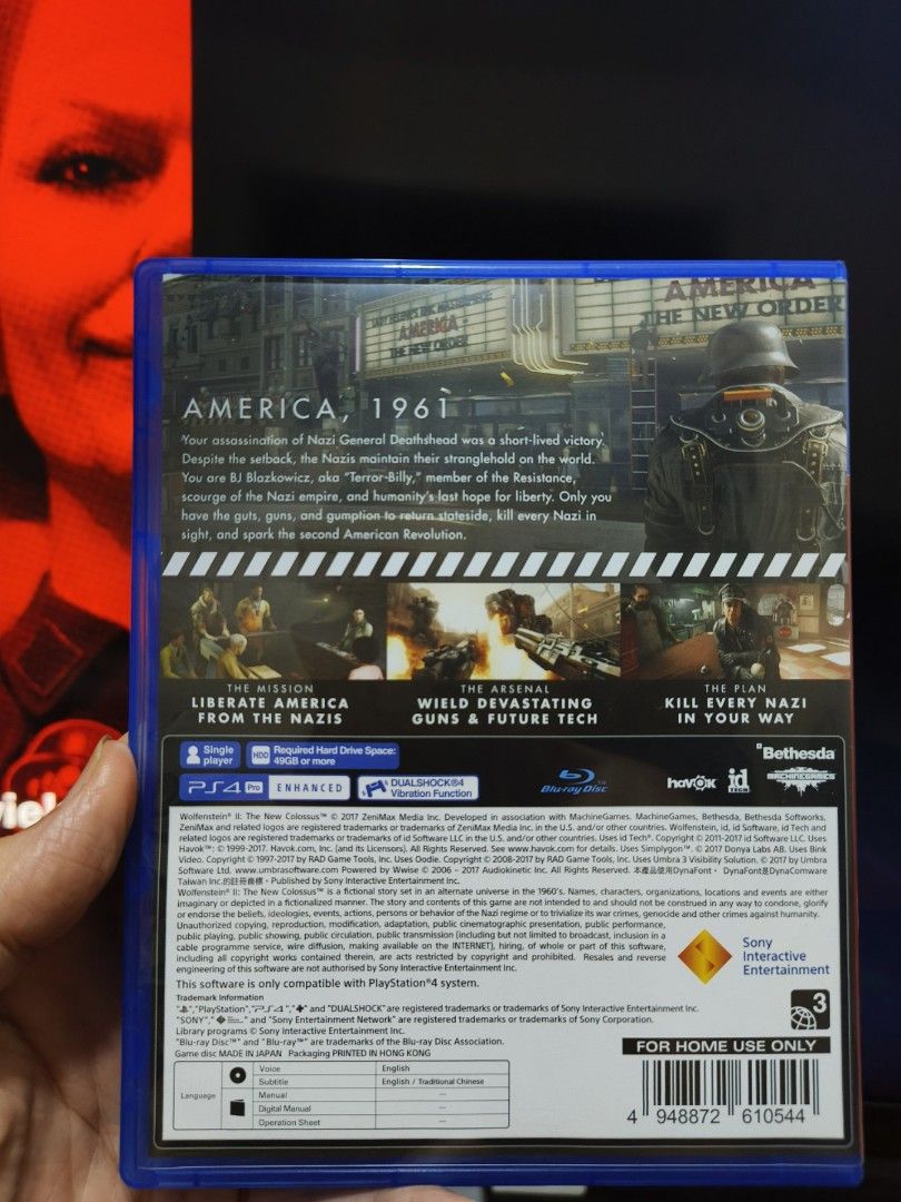 PS4 Wolfenstein The New Order & The New Colossus Games (Category: PlayStation) located in Cavite. Submitted by munting_aklatan_ph (Listing ID 1464376033, Image 3). Description: FPS Pack: Wolfenstein: The New Order + Wolfenstein II: The New Colossus (PS4/PS5) PRICE: ₱1,100 (FIXED / NO HAGGLING) DESCRIPTION: Get ready to tear down the regime in one of the greatest first-person shooter reboots of all time! Up for grabs is the ultimate Wolfenstein Du