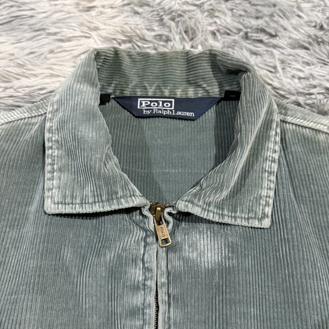 Ralph Lauren Corduroy Harrington Jacket (Category: Coats, Jackets and Outerwear) located in Mandaluyong City. Submitted by iamkageki (Listing ID 1464500980, Image 3). Description: Sz M on tag fits L 25x25.5 (boxy fit) Issue: discoloration on the back (not sure if dirt but barely noticeable) Great for vintage fit! .