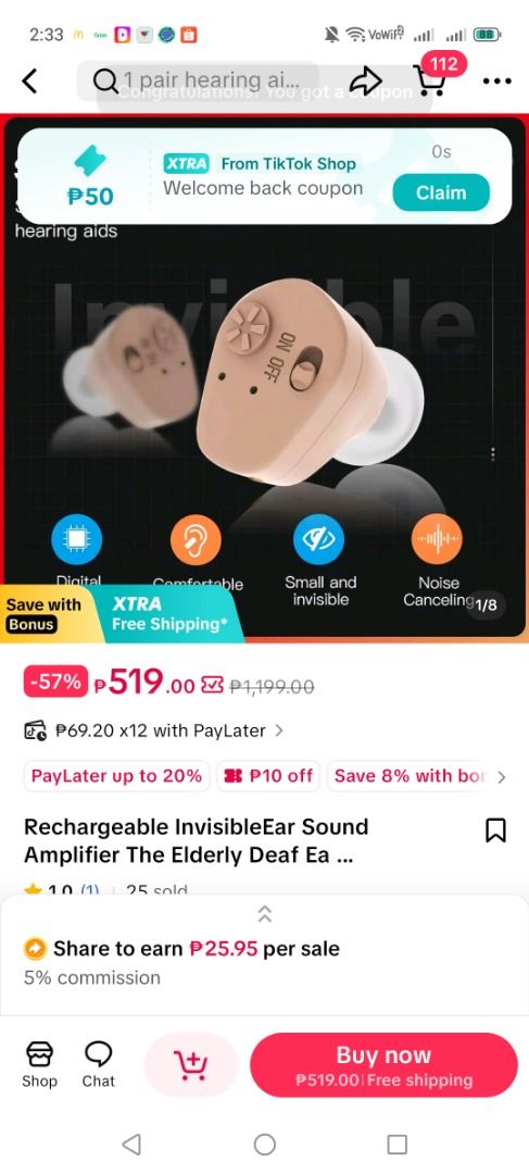Rechargeable Invisible Ear Sound Amplifier The Elderly Deaf (Category: Visual & Hearing Aids) located in Quezon City. Submitted by warmstar_50d148 (Listing ID 1464410784, Image 1). Description: - Rechargeable and invisible hearing aids - Small and discreet design - Advanced noise-cancelling technology - Comes with charging cable, adapter, and carrying case - Includes extra ear tips for a perfect fit - Ideal for the elderly and individuals with he