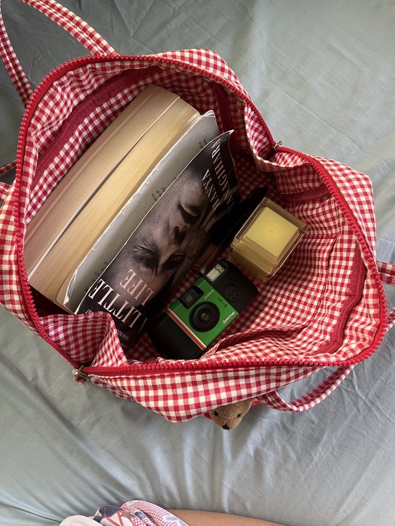 Red Gingham Shoulder Bag (Category: Shoulder Bags) located in Iloilo. Submitted by warmspicyyy (Listing ID 1464370673, Image 2). Description: - pnshoppe red gingham shoulder bag - similar to Baggu bags - Secure double zip closure - Very spacious inside, it can fit my sunnies tumbler - pop of color for every outfit - i use this during my errands since it holds a lotta stuff.