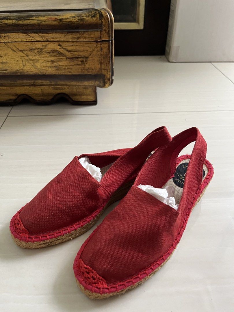 Red Espadrille Wedge Sandals (Category: Wedges) located in Muntinlupa City. Submitted by jane226ph (Listing ID 1464381828, Image 1). Description: This is actually New. Only worn to fit but never got to use outside. Sling back. Made in France. Purchased from the store in France. Letting go: can no longer keep, part of downsizing..