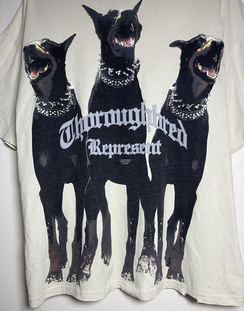 REPRESENT DOG BEIGE TEE (Category: Tshirts & Polo Shirts ) located in Marikina City. Submitted by chasecollectives (Listing ID 1464382854, Image 2). Description: REPRESENT THOROUGHBRED DOG EXCELLENT CONDITION SIZE LARGE (24 by 26) ISSUE : SIGN OF USAGE.