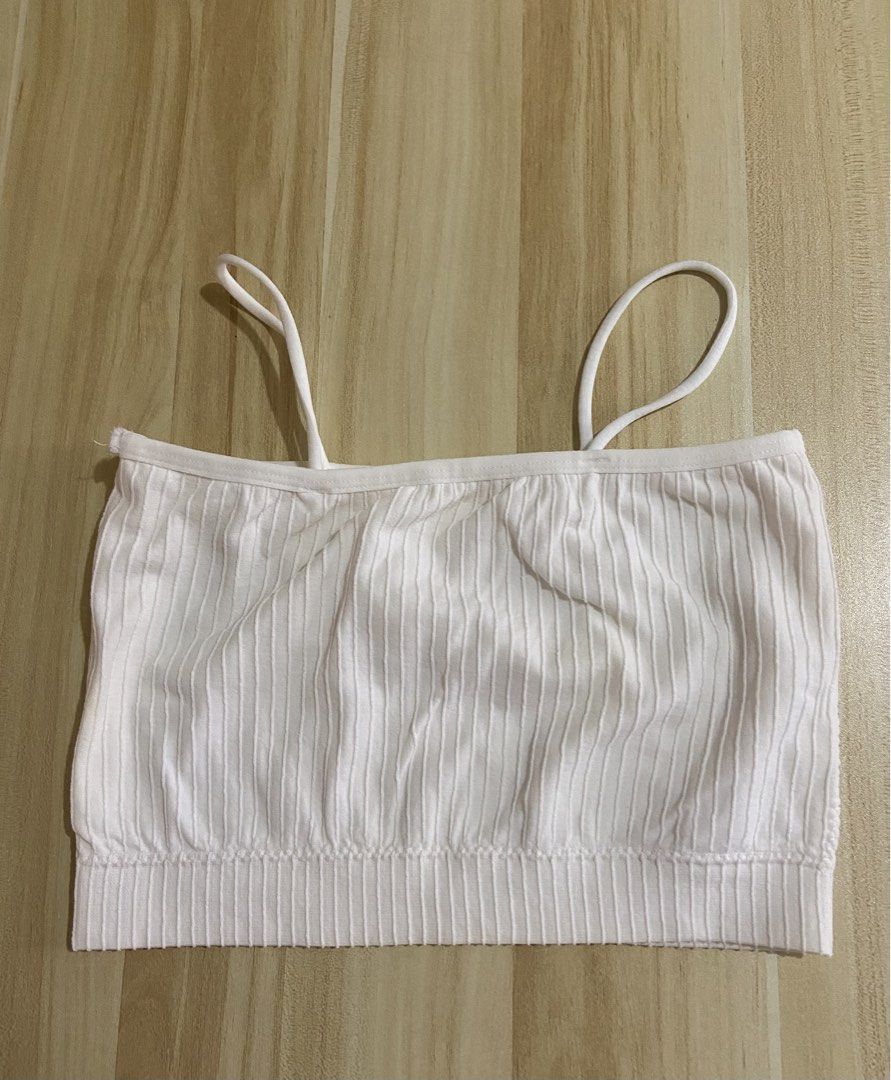 Ribbed Cami Bralette/ Tube top bra (Category: Others Tops) located in Guinobatan. Submitted by jadieee_young22 (Listing ID 1464397979, Image 2). Description: Cami bralette/ Tube top bra - 2 for only 300 - set of 2 (baby pink & white) - stretchable rib knit - free size (best fits S- M) - never used - white bra has a little stain at the back RFS: cleaning out unused wardrobe items .