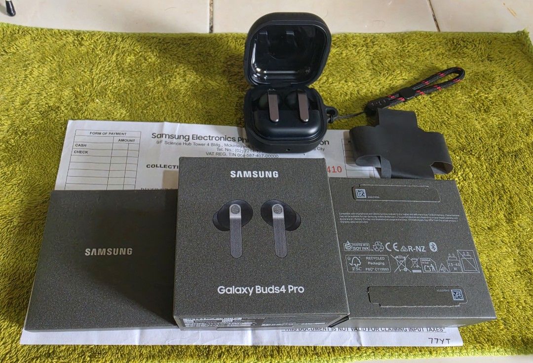 Samsung buds4 Prp (Category: Earphones) located in Taguig. Submitted by nakiash (Listing ID 1464422002, Image 1). Description: For Sale: Samsung Galaxy Buds4 Pro (Original) ​Price: PHP 9,000 (Includes a FREE original Spigen case worth PHP 1,600!) ​Condition: Mint condition, complete pack with Official Receipt (OR). ​Reason for Selling (RFS): Need funds. ​Location: Upper Bicutan, Taguig..