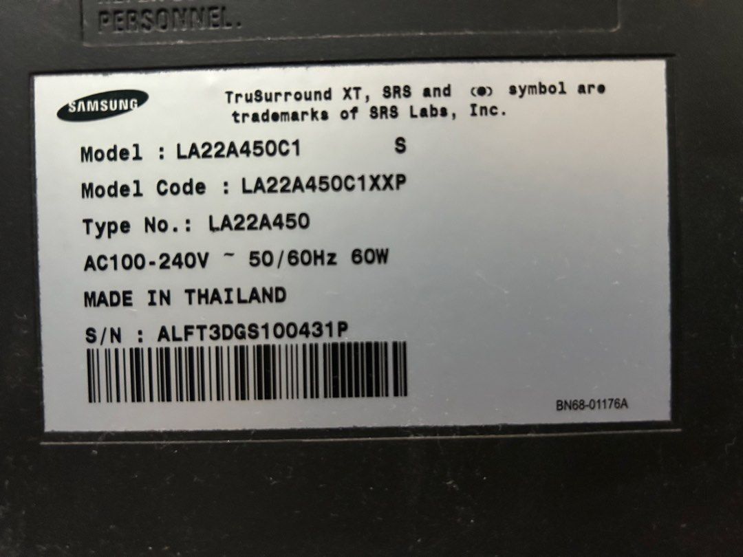 Samsung TV Old (Category: TV) located in Quezon City. Submitted by Hussey (Listing ID 1464462530, Image 2). Description: what u see is what u get.