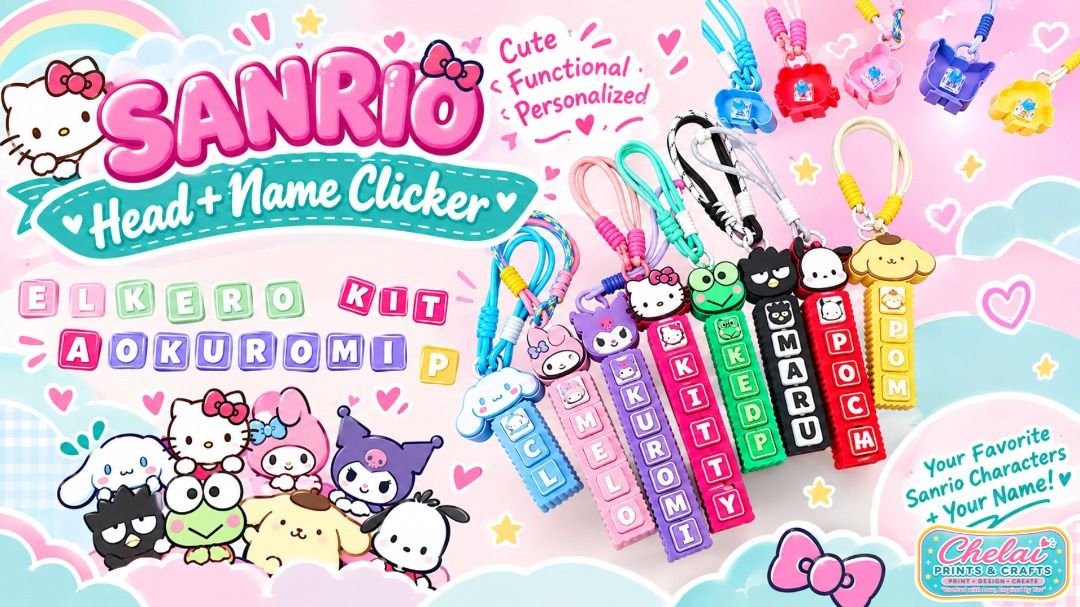 SANRIO HEAD CHARACTER & NAME FIDGET CLICKER (Category: Art & Prints) located in Taguig. Submitted by cheljay24 (Listing ID 1464506738, Image 1). Description: .