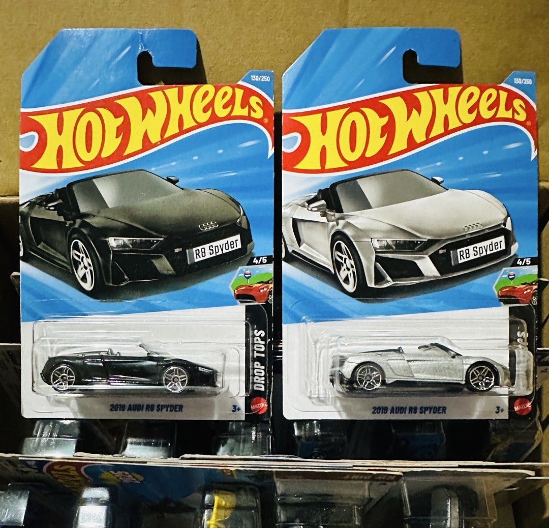 Set Hot Wheels! 2019 Audi R8 Spyder (Category: Vehicle & Diecast Models) located in Manila. Submitted by got_loots (Listing ID 1464431021, Image 1). Description: WTS❗️❗️❗️ Hot Wheels 2019 Audi R8 Spyder (Black & Silver Pair / Drop Tops Series) ₱350 Only .