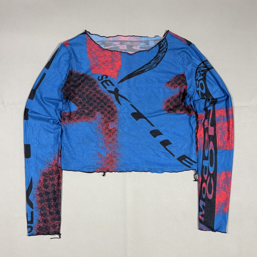 SEXTILE Blue Mesh Top designed by Melissa Scaduto (Category: Longsleeves) located in Quezon City. Submitted by dufflebag_boy (Listing ID 1464359420, Image 1). Description: SEXTILE Blue Mesh Top designed by Melissa Scaduto -Price: 2,000 -Size: large -Measurement -Width: 19 -Lenght: 17.5 -Excellent Condition HMU 📩 .
