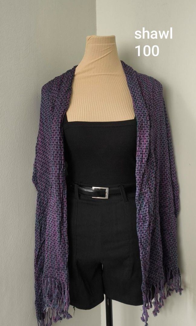 SHAWL / SCARF (Category: Others Tops) located in Mariveles. Submitted by itsmemykabee (Listing ID 1464560718, Image 3). Description: black with hood -150 white with hood - 150 black and brown - 100 purple - 100 +SF.