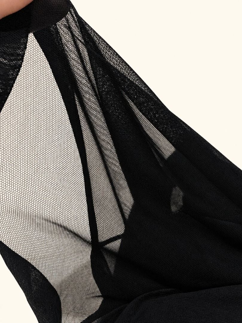 Sheer Noir Top | Black (Category: Others Tops) located in Angeles City. Submitted by thebeehivecloset (Listing ID 1464494479, Image 3). Description: Feminine sheer mesh top with an off-shoulder neckline, long sleeves, and subtle ruching detail. Perfect for layering or creating a chic night-out look. .