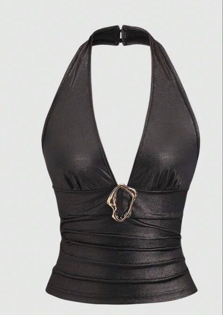 Shiny V Neck Top (Category: Sleeveless) located in Manila. Submitted by zyzyzywhat (Listing ID 1464447852, Image 1). Description: - Shiny Vneck top - Used once - medium size - Php 200 - lalamove (buyer should shoulder delivery fee).