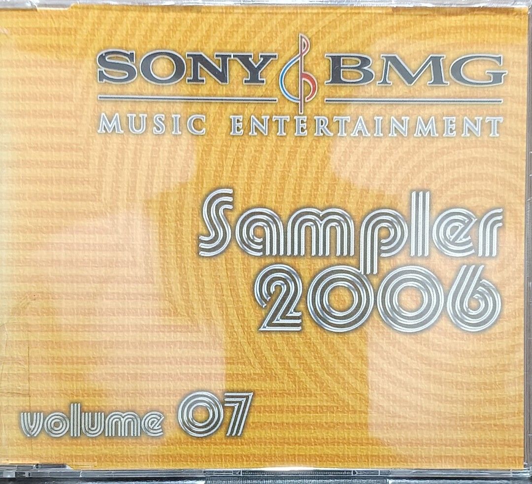Sony BMG Sampler 2006 Volume 07 CD (Category: CDs & DVDs) located in Manila. Submitted by ruelcabrer77078 (Listing ID 1464555734, Image 1). Description: - 2006 Sony BMG Music Entertainment Sampler Volume 07 - Features a mix of international and OPM (Original Pilipino Music) hits - Includes tracks from popular artists such as Five For Fighting, INXS, George Michael, Teddy Geiger, Audiostlave, Tata Young, Ciara, Outkast, Westlife, Carrie Underwood,