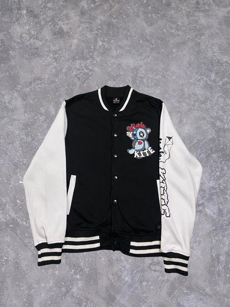 Southpole High as a Kite Varsity Jacket Size M (Category: Coats, Jackets and Outerwear) located in Baguio. Submitted by chicoroy (Listing ID 1464526509, Image 1). Description: Dimension :22.5/27 Signs of usage Baguio location can ship JNT - Southpole Black & White Varsity Jacket - Features a cool teddy bear graphic on front and sleeve - Ribbed cuffs and collar - Made of 100% polyester - Ideal for casual wear.