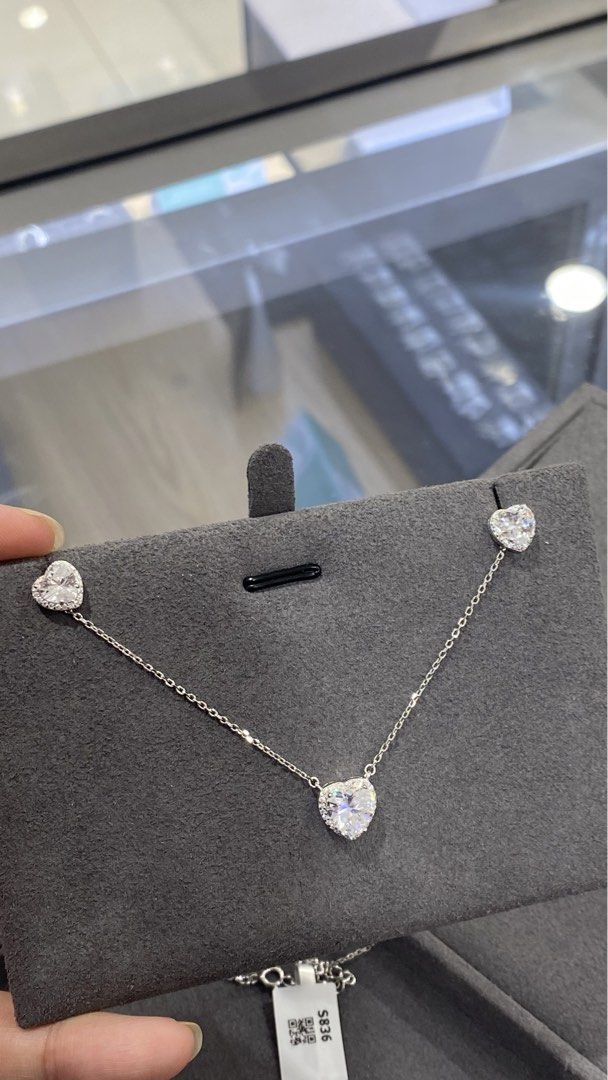 Sparkling Heart Elevated Necklace and earrings set (Category: Necklaces) located in Manila. Submitted by Pandorahope_30 (Listing ID 1464371516, Image 3). Description: - with receipt - with box - lifetime free cleaning - 925 Sterling Silver - zirconia stone - payment first policy - onhand & ready to ship.