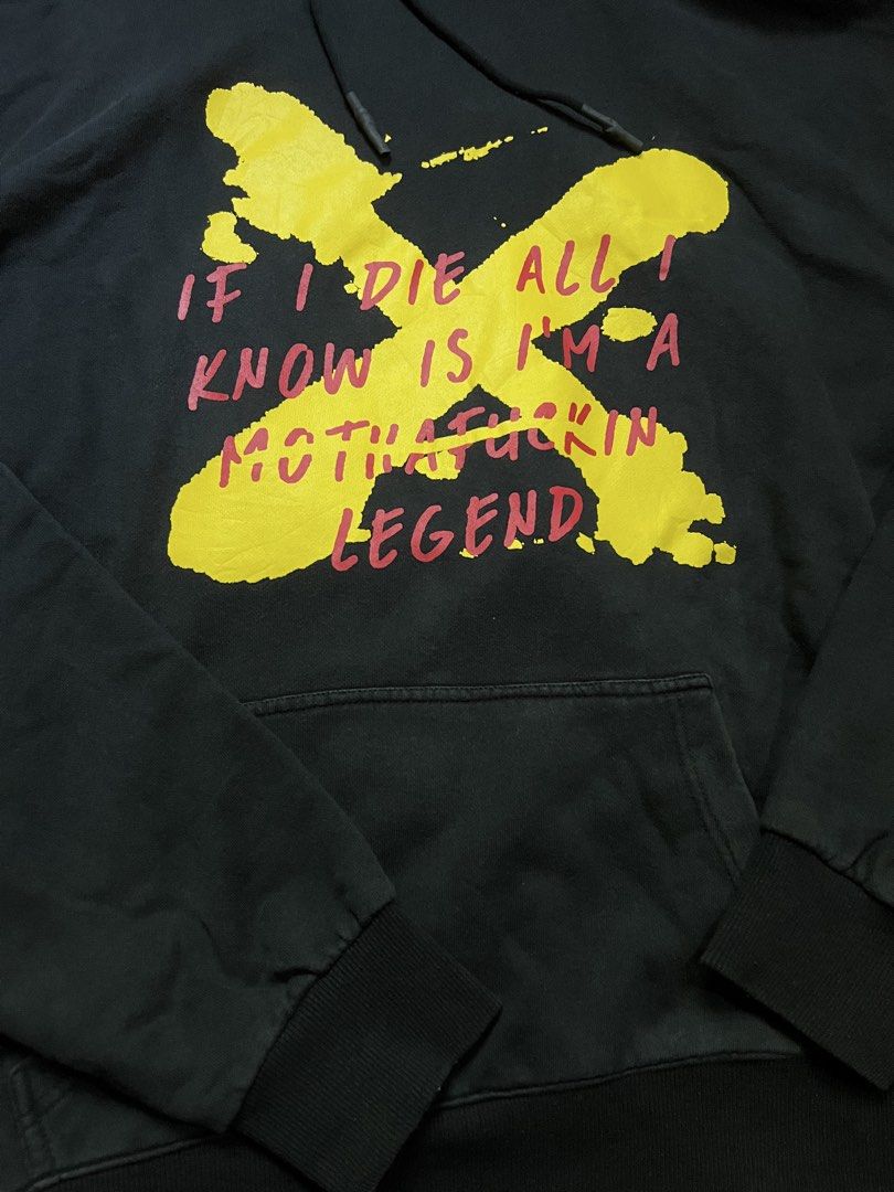 Statement Print Detachable Sleeve Hoodie (Category: Coats, Jackets and Outerwear) located in Paniqui. Submitted by rad_thrifts (Listing ID 1464431527, Image 3). Description: Statement Print Detachable Sleeve Hoodie Price: 300₱ Condition: Very good condition Issues: paint chip, sign of use Measurements📐 Size on tag: n/a Size: XL Width: 27.5” Length:27.5” Sleeve length: 24.5” Sleeve opening: 4” Color may vary due to lighting For any questions or o